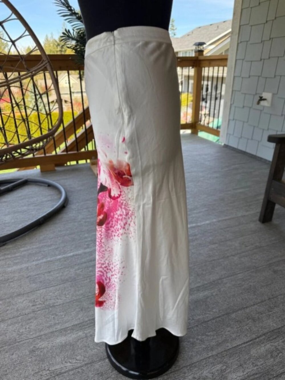 Desigual | Satin Slip Midi Skirt w Orchid Print - Picture 4 of 7